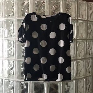 Black and white large polka dot blouse